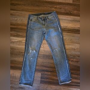 Dear John Stylish Blue Distressed Jeans with White Trim